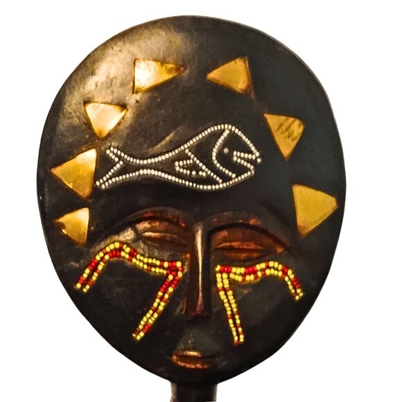 Vintage Hand Carved Wooden African Fertility Sculpture Intricate Beadwork Ethnic - Picture 2 of 4